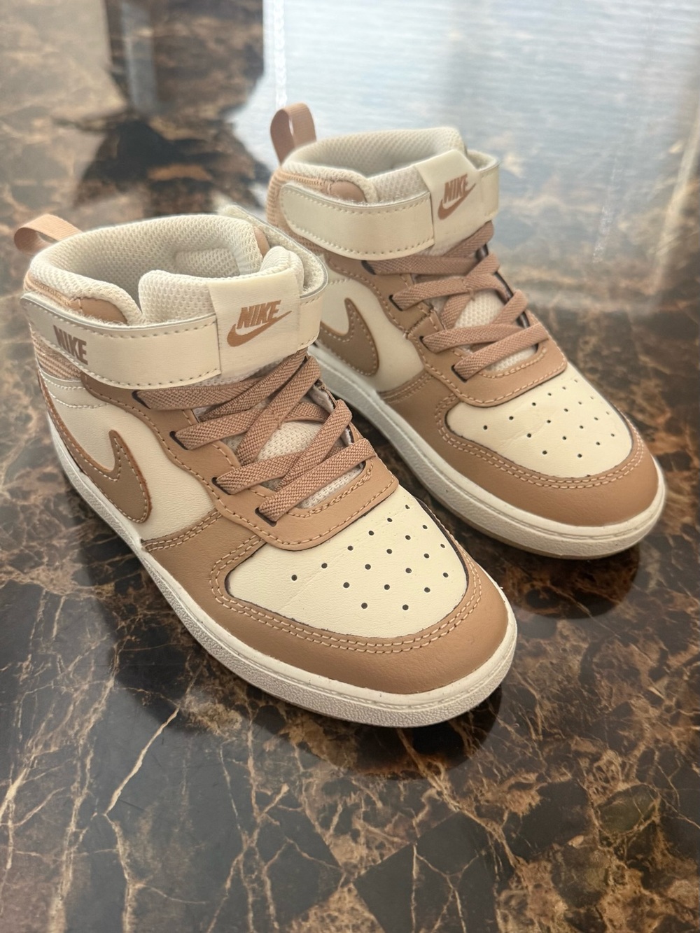 Nike Kids Mid-Top Sneakers in Cream & Tan